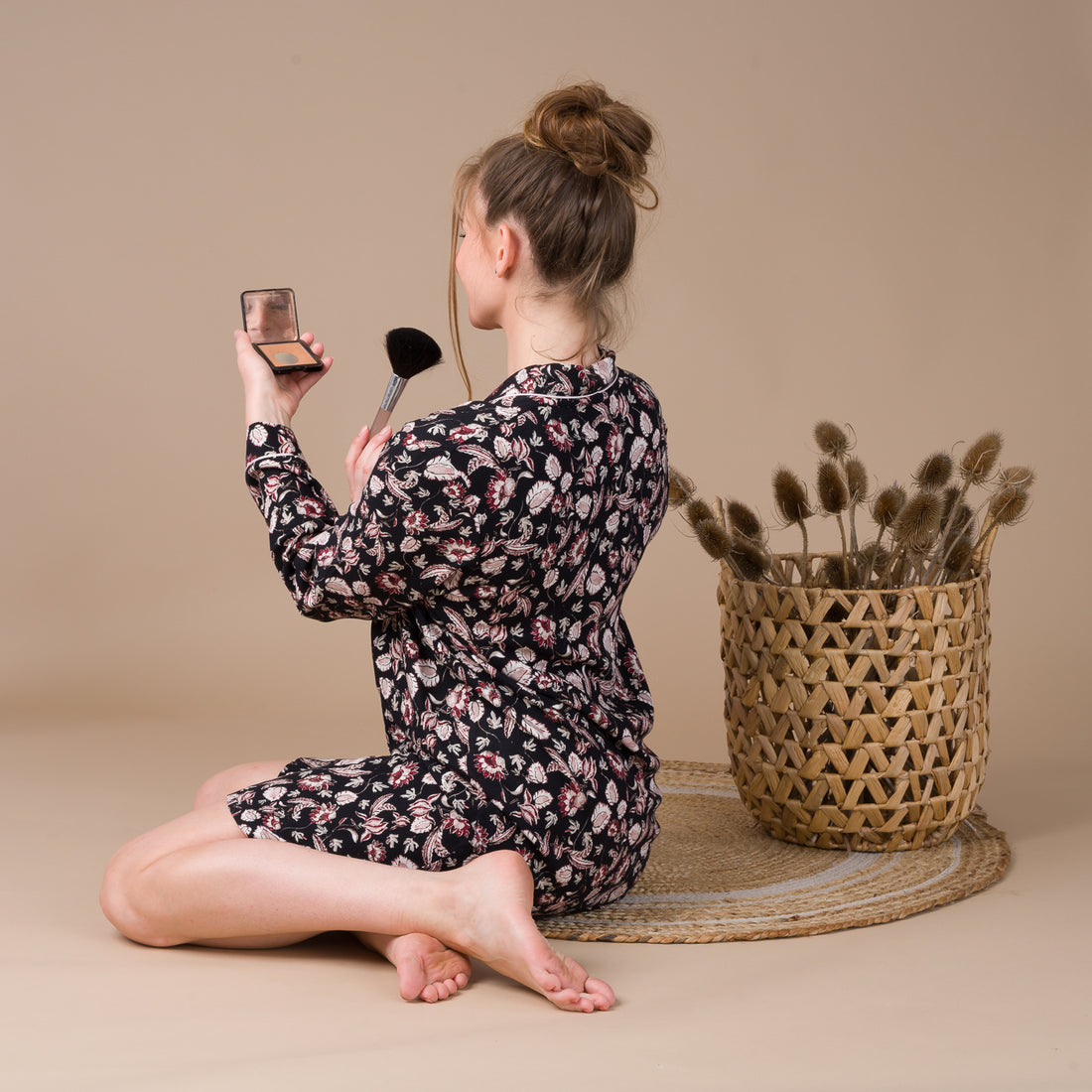 Liquette Femme Boutonnée en Viscose Imprimée NOIR BF801