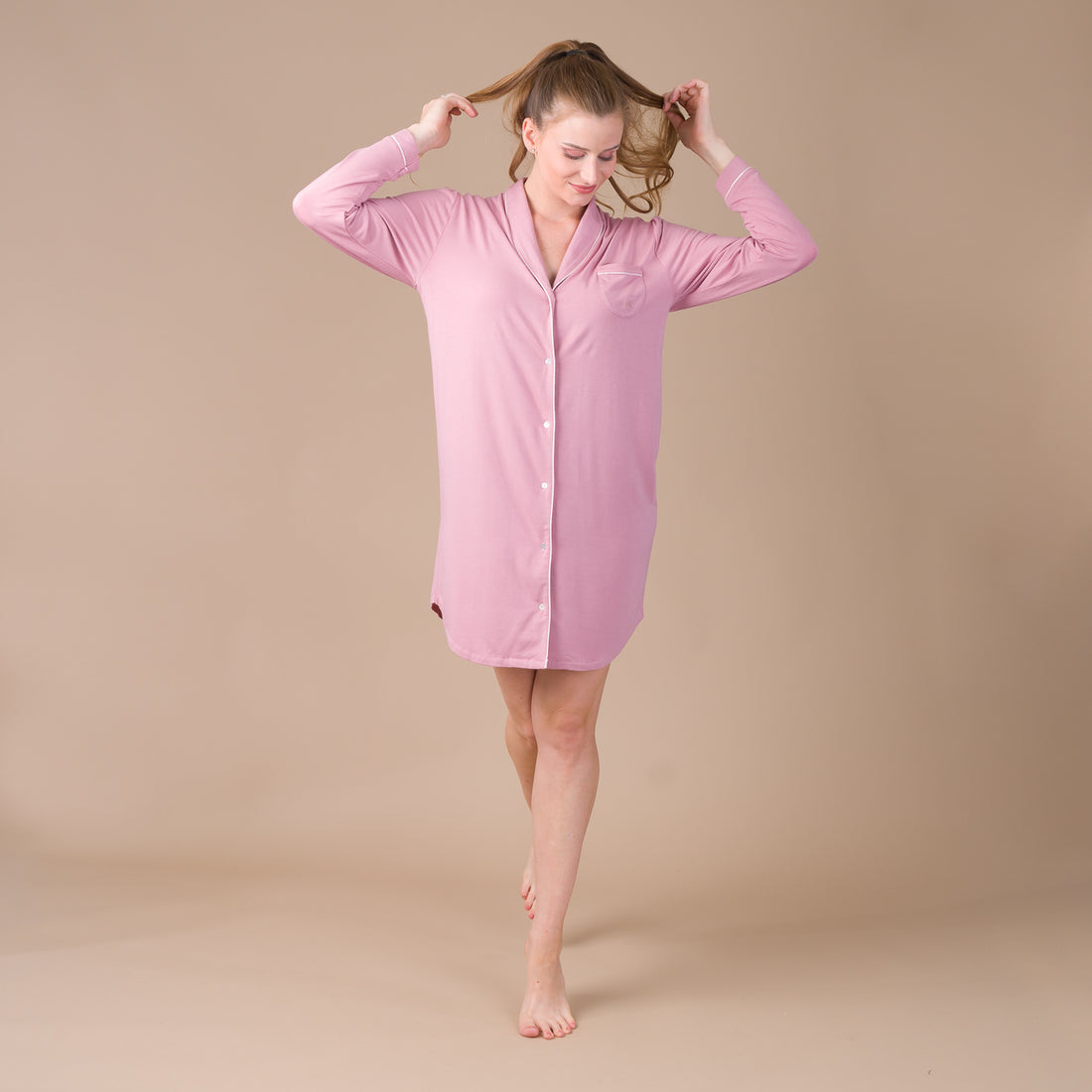 Liquette Femme Boutonnée en Maille Micromodal Stretch Rose Orchidée BF802