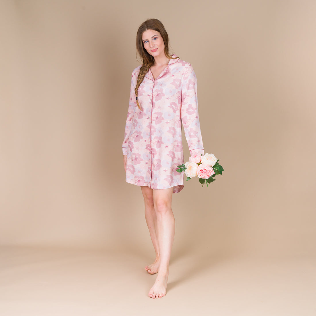 Liquette Femme Boutonnée en Viscose Imprimée ROSE Orchidée BF805
