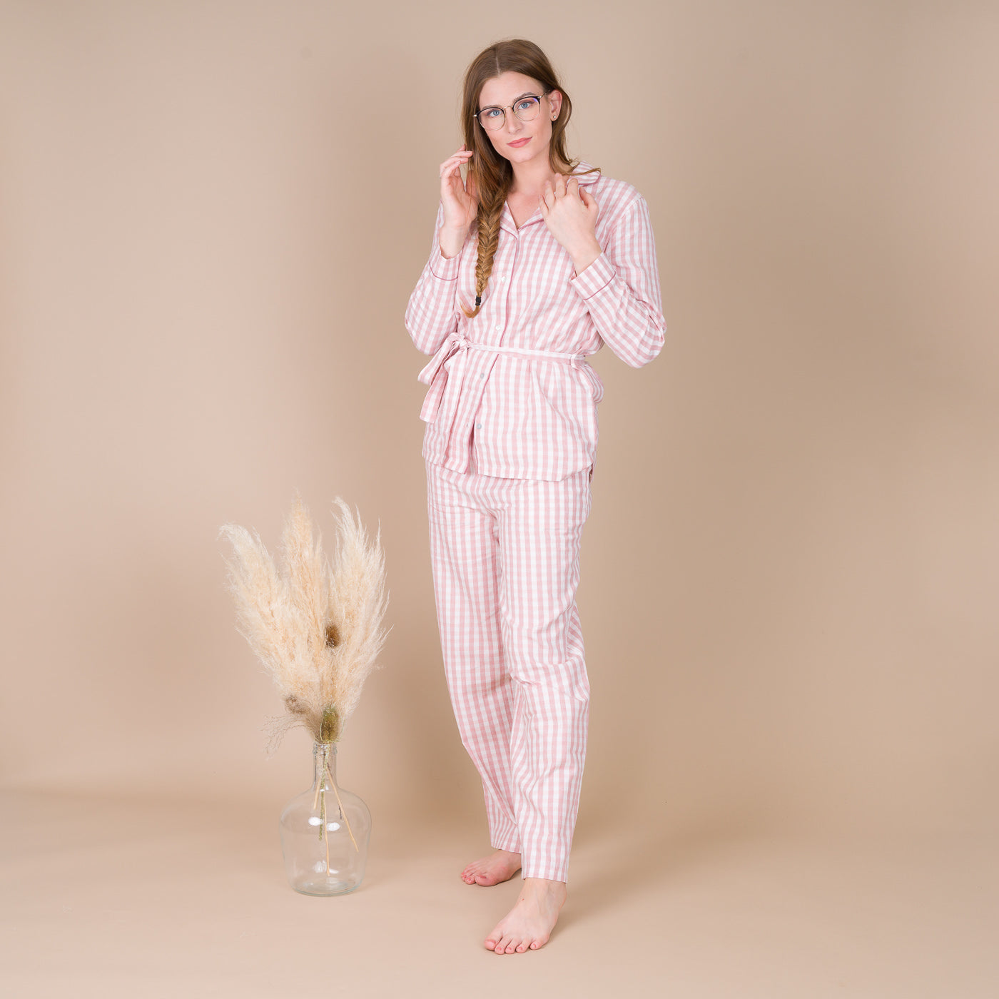 Pyjama Femme Boutonné en Popeline de coton SIENNE Rosé
