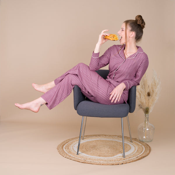 Pyjama Femme Boutonné en Viscose Imprimée SANGRIA